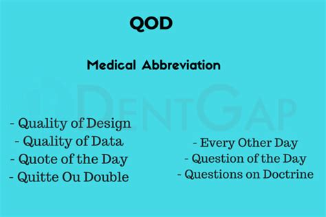 QOD Medical Abbreviation (Terminology, Meaning,。